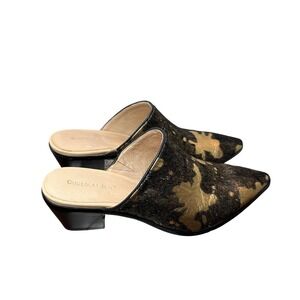 Chocolat Blu‎ Gold Metallic Calf Hair Pointed Toe Block Heel Mules Size 40